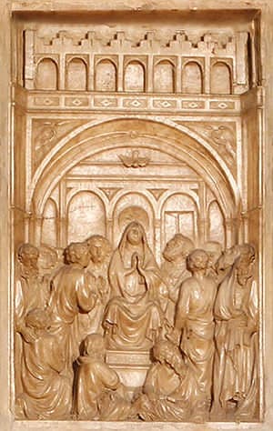 El Espíritu Santo desciende sobre María y los apóstoles. (Hechos 2, 1-4)