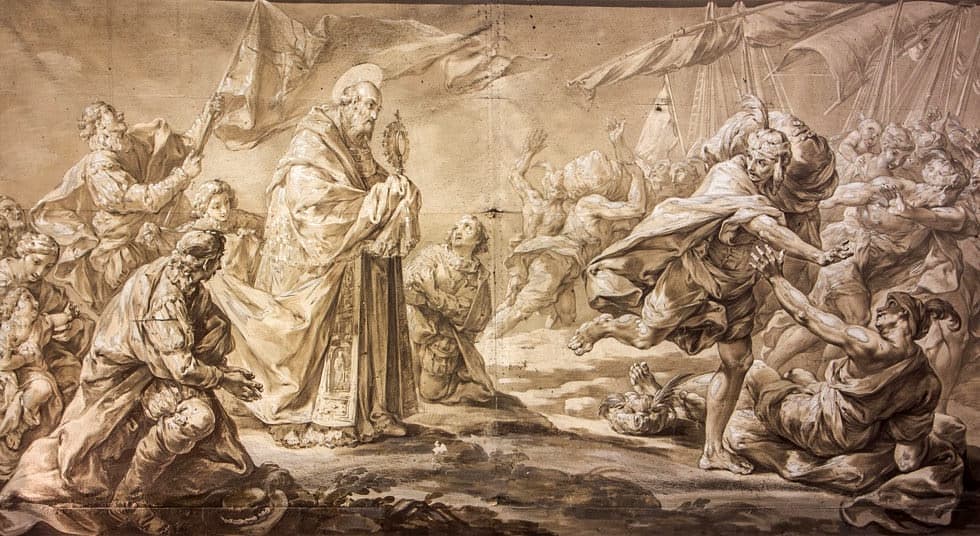 Expulsion of the Moors. Oil painting by Vicente López 19th century.