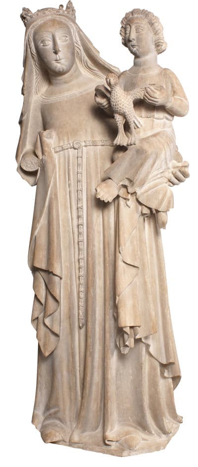 Virgen con el Niño Jesús. Escultura de piedra caliza. Siglo XIV