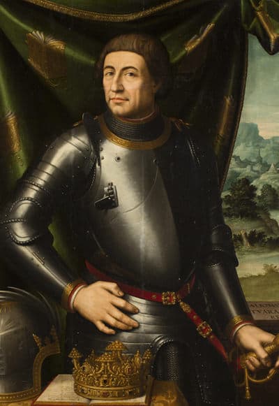 Retrato del monarca Alfonso V, por Juan de Juanes, (1557, óleo sobre tabla, Museo de Zaragoza)