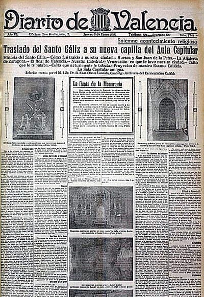 Periódico anunciando la decisión del traslado y exposición de la Copa.